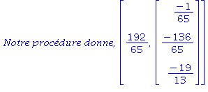 `Notre procédure donne`, [192/65, Vector[column](%id = 137543476)]